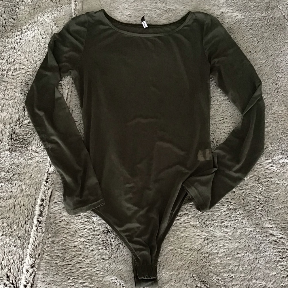 Sheer Olive Green Bodysuit